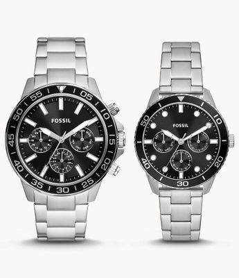 His and Hers Multifunction Stainless Steel Watch
