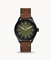 Easton Three-Hand Brown Leather Watch