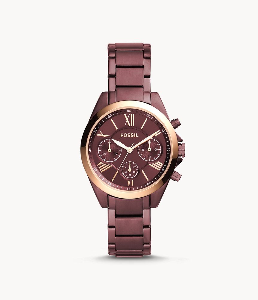 Modern Courier Midsize Chronograph Wine Stainless Steel Watch - BQ3281 - Fossil