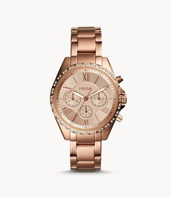 Modern Courier Chronograph Rose Gold-Tone Stainless Steel Watch - BQ3377 - Fossil