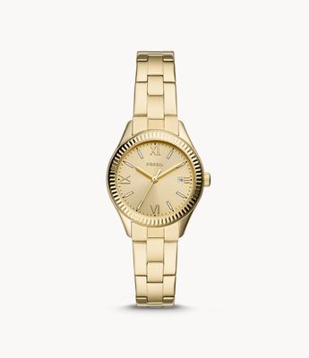 Montre Rye  trois aiguilles avec date en acier inoxydable dor