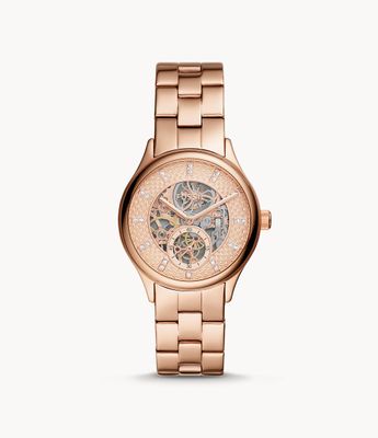 Modern Sophisticate Automatic Rose Gold-Tone Stainless Steel Watch - BQ3651 - Fossil