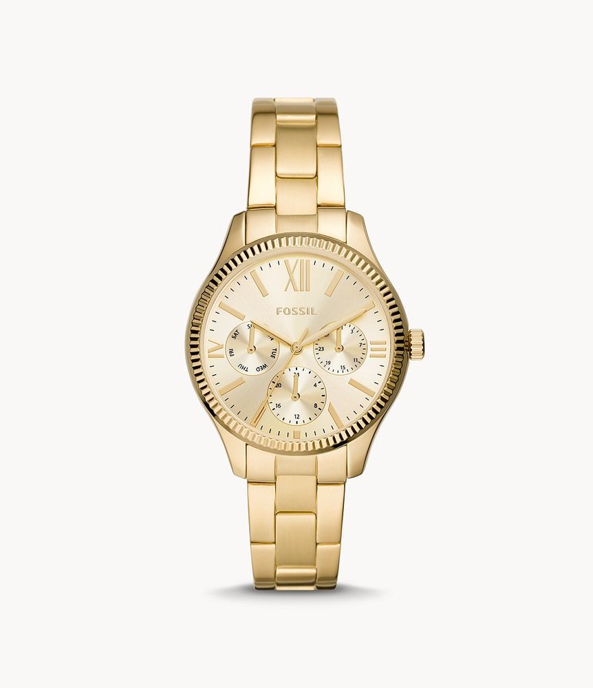 Rye Multifunction Gold-Tone Stainless Steel Watch - BQ3692 - Fossil