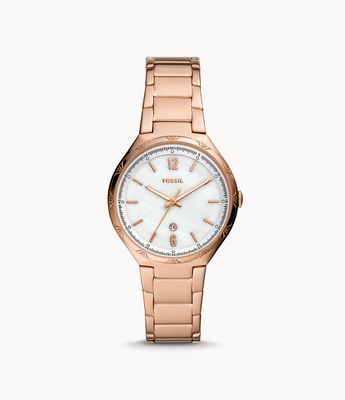 Ashtyn Three-Hand Date Rose Gold-Tone Stainless Steel Watch