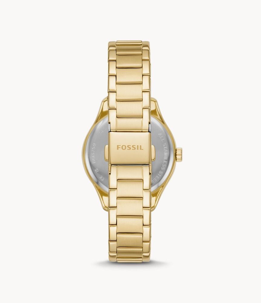 Rye Three-Hand Gold-Tone Stainless Steel Watch - BQ3759 - Fossil