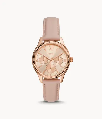Montre multifonctionnelle en cuir chair Rye