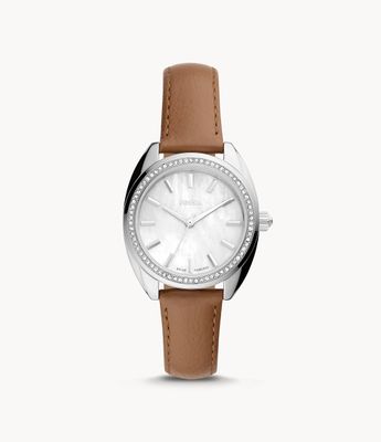 Vale Solar-Powered Brown Leather Watch - BQ3774 - Fossil