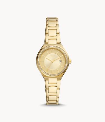Eevie Three-Hand Date Gold-Tone Stainless Steel Watch - BQ3801 - Fossil
