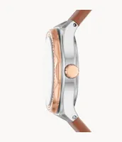 Eevie Three-Hand Date Leather Watch