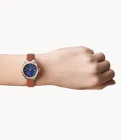 Eevie Three-Hand Date Leather Watch