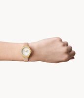 Eevie Three-Hand Date Pink Leather Watch