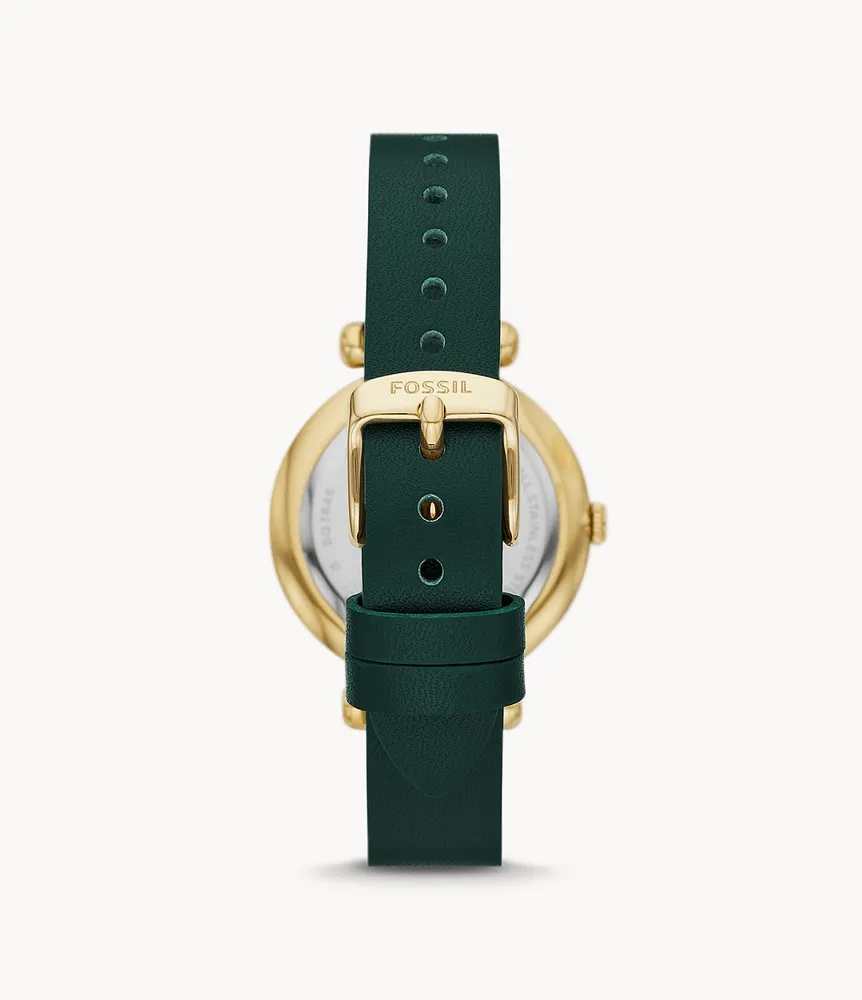 Tillie Three-Hand Green Leather Watch