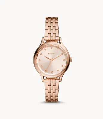 Laney Three-Hand Rose Gold-Tone Stainless Steel Watch