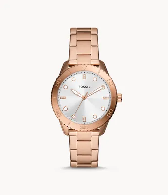 Dayle Three-Hand Rose Gold-Tone Stainless Steel Watch