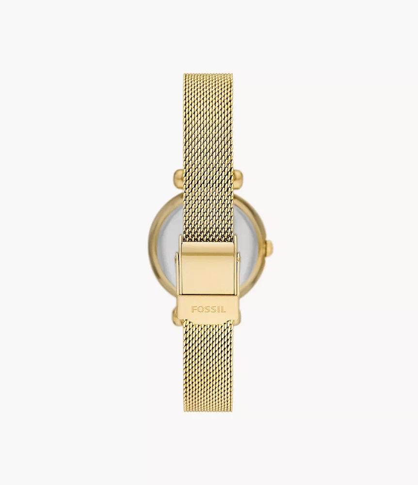 Tillie Mini Three-Hand Gold-Tone Stainless Steel Mesh Watch