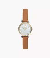 Tillie Mini Three-Hand Brown Leather Watch