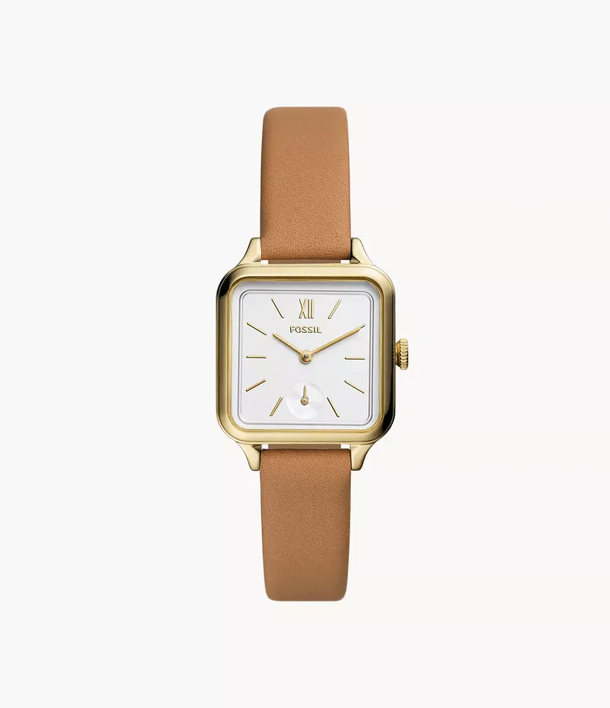 Colleen Three-Hand Brown Leather Watch