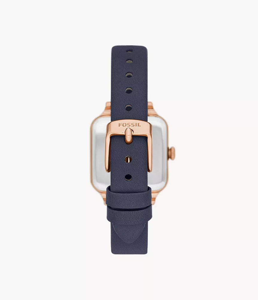 Colleen Three-Hand Navy Leather Watch