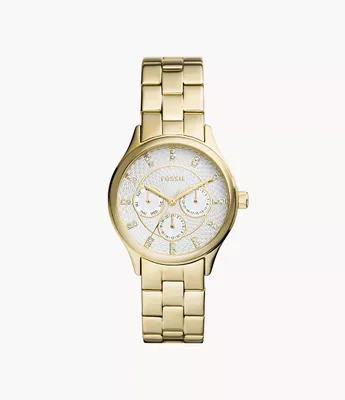 Modern Sophisticate Multifunction Gold-Tone Stainless Steel Watch