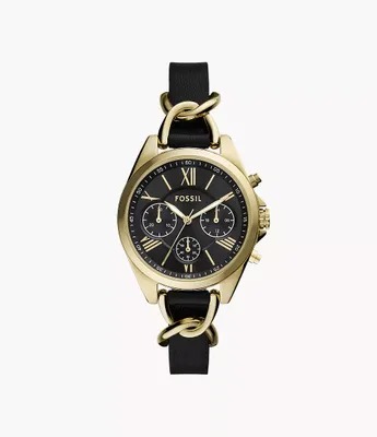 Modern Courier Chronograph Black Leather Watch