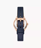 Eevie Three-Hand Date Navy Leather Watch