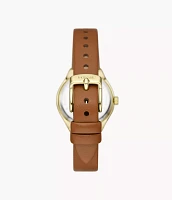 Eevie Three-Hand Date Brown Leather Watch