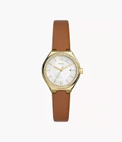 Eevie Three-Hand Date Brown Leather Watch