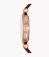 Tillie Three-Hand Maroon Leather Watch