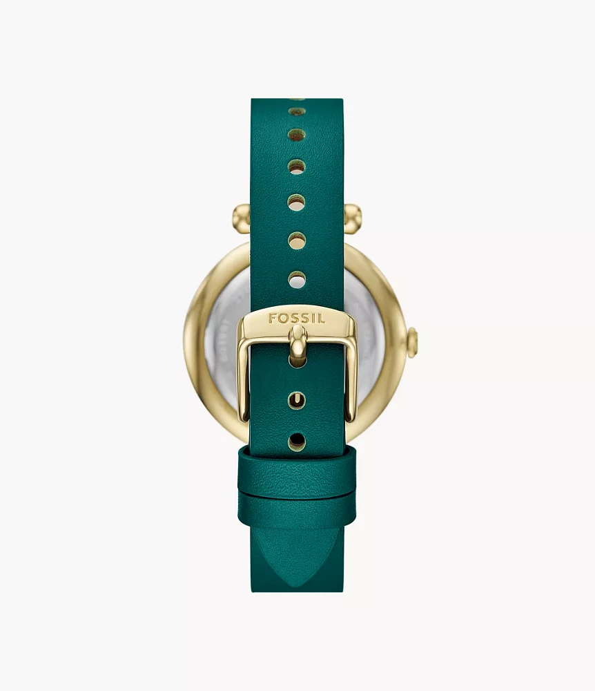 Tillie Three-Hand Jade Leather Watch