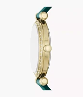 Tillie Three-Hand Jade Leather Watch