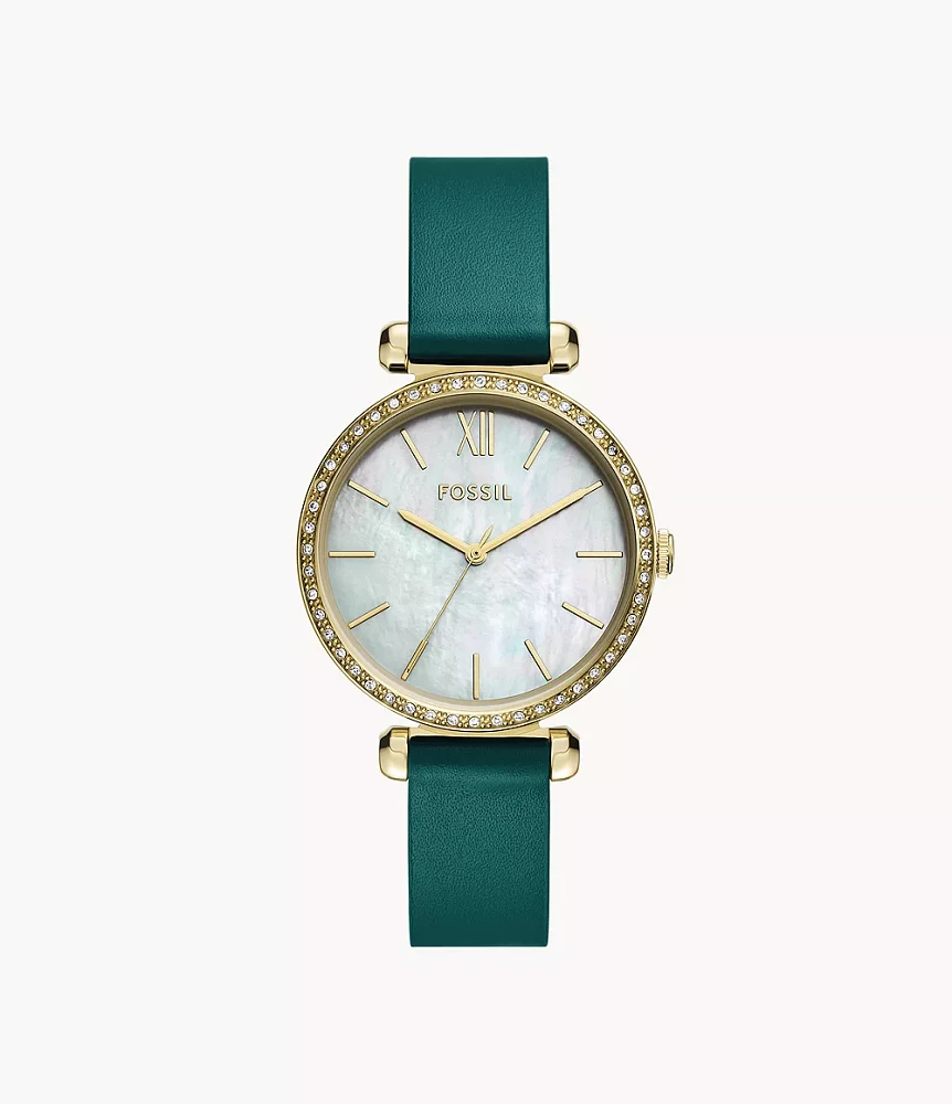 Tillie Three-Hand Jade Leather Watch