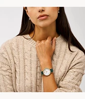 Tillie Three-Hand Jade Leather Watch