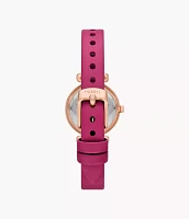 Tillie Three-Hand Pink Leather Watch