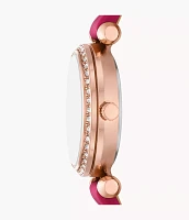 Tillie Three-Hand Pink Leather Watch