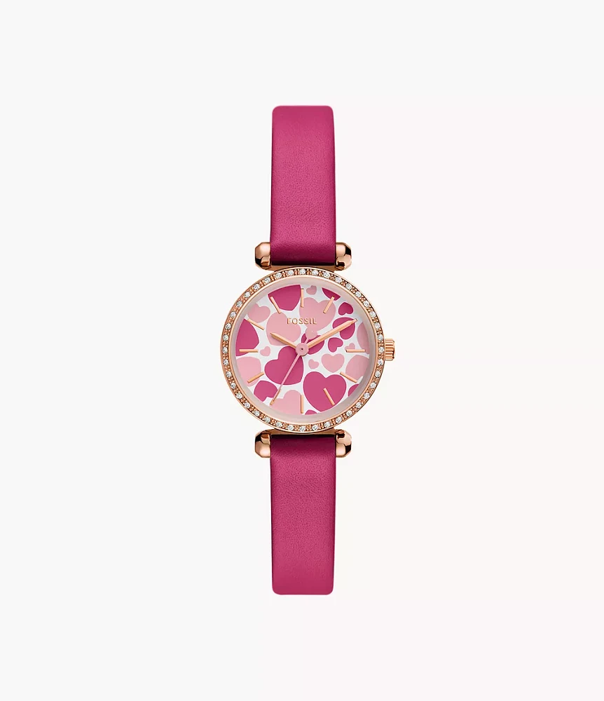 Tillie Three-Hand Pink Leather Watch