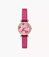 Tillie Three-Hand Pink Leather Watch