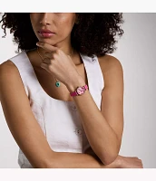 Tillie Three-Hand Pink Leather Watch