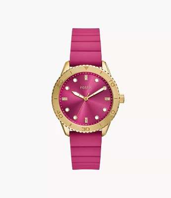 Dayle Three-Hand Pink Silicone Watch