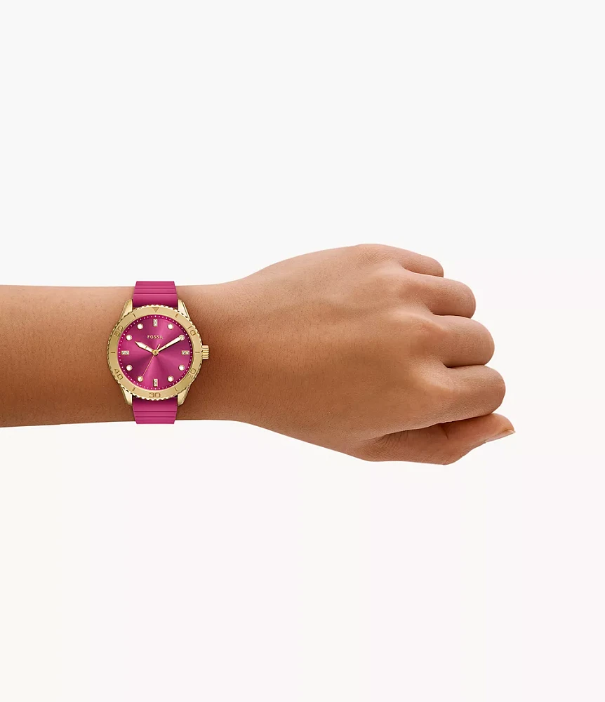 Dayle Three-Hand Pink Silicone Watch