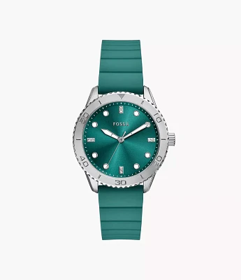 Dayle Three-Hand Teal Silicone Watch