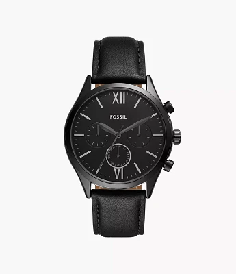 Fenmore Multifunction Black Leather Watch