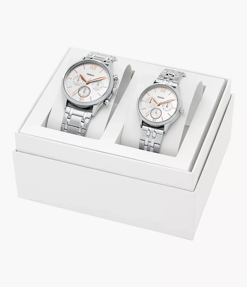 Fenmore Multifunction Silver-Tone Bracelet Watch Set