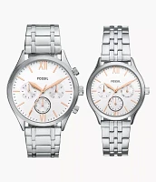 Fenmore Multifunction Silver-Tone Bracelet Watch Set