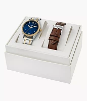 Fenmore Three-Hand Two-Tone Stainless Steel Watch and Strap Set