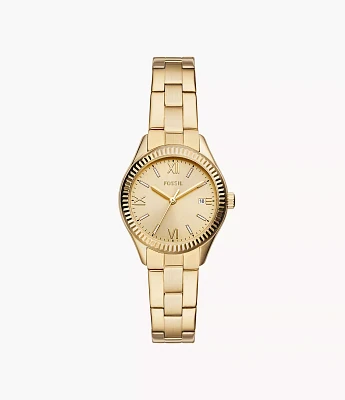 Rye Three-Hand Date Gold-Tone Watch