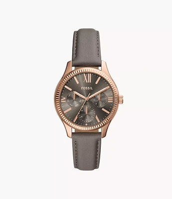 Rye Multifunction Gray Leather Watch
