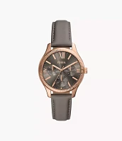 Rye Multifunction Gray Leather Watch