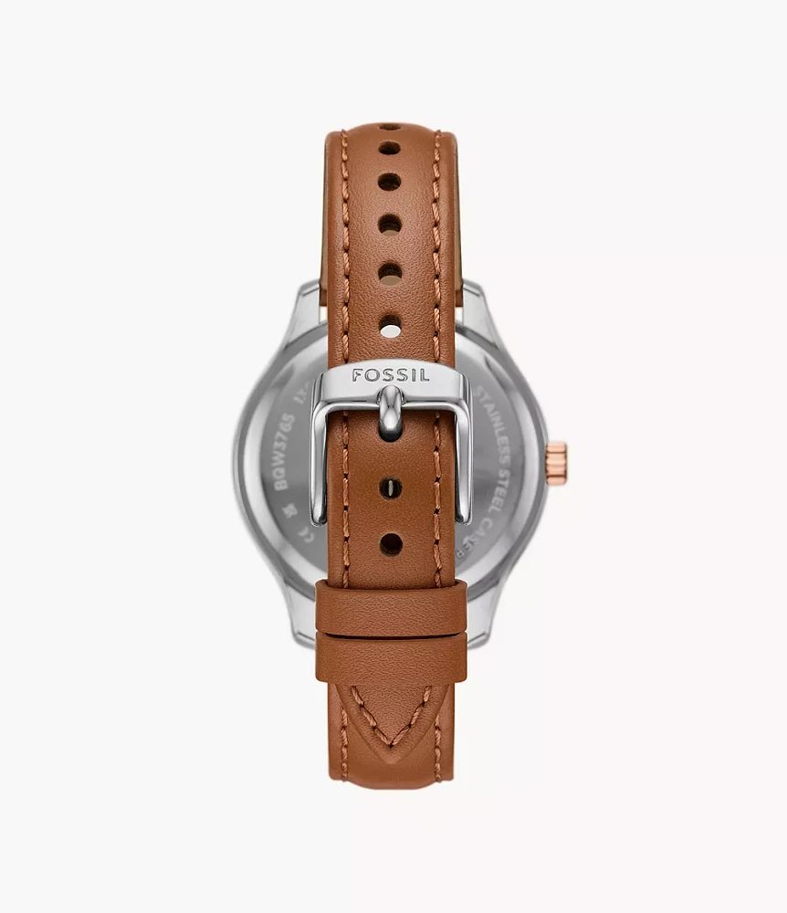 Rye Multifunction Brown Leather Watch