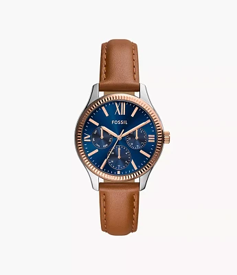 Rye Multifunction Brown Leather Watch