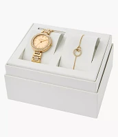 Karli Three-Hand Gold-Tone Watch and Bracelet Set